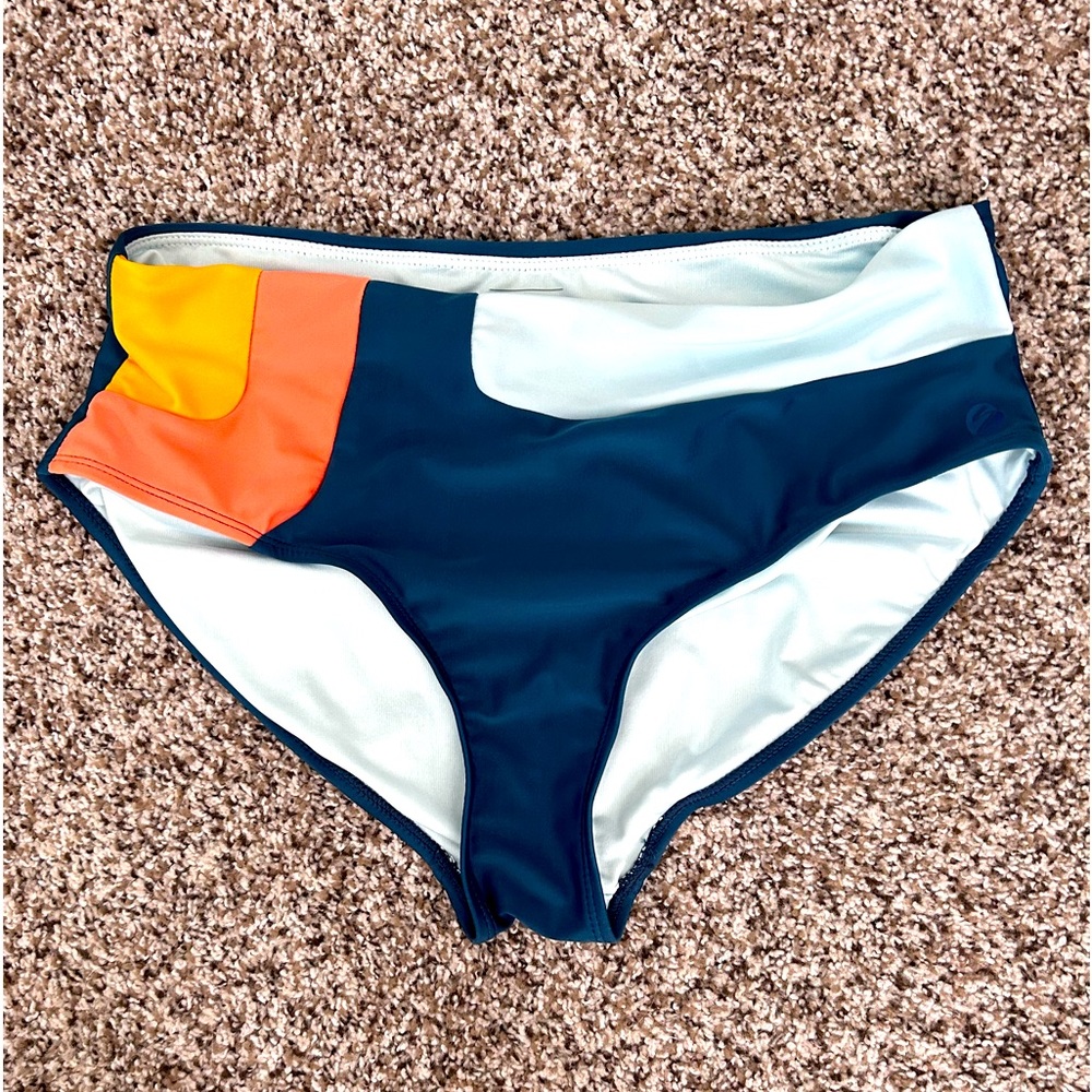 Nani swim bottoms bikini Agnes June mid rise blue orange yellow large